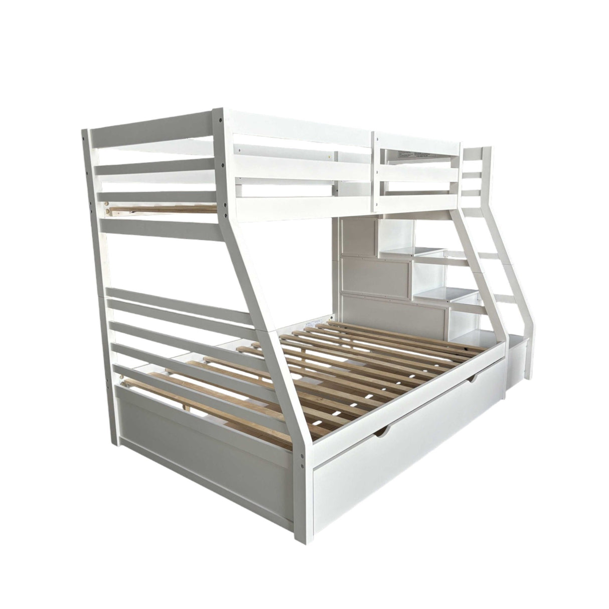 Jason White Finish Twin/Full Bunk Bed W/Trundle & Storage - sold by Home Elegance USA