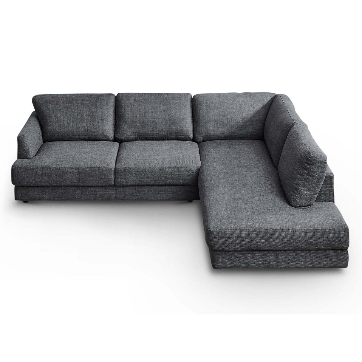 Glander Cozy Sectional Sofa Right Facing in Grey Linen with Solid Wood Frame and Fiber Legs, 89x108 inches