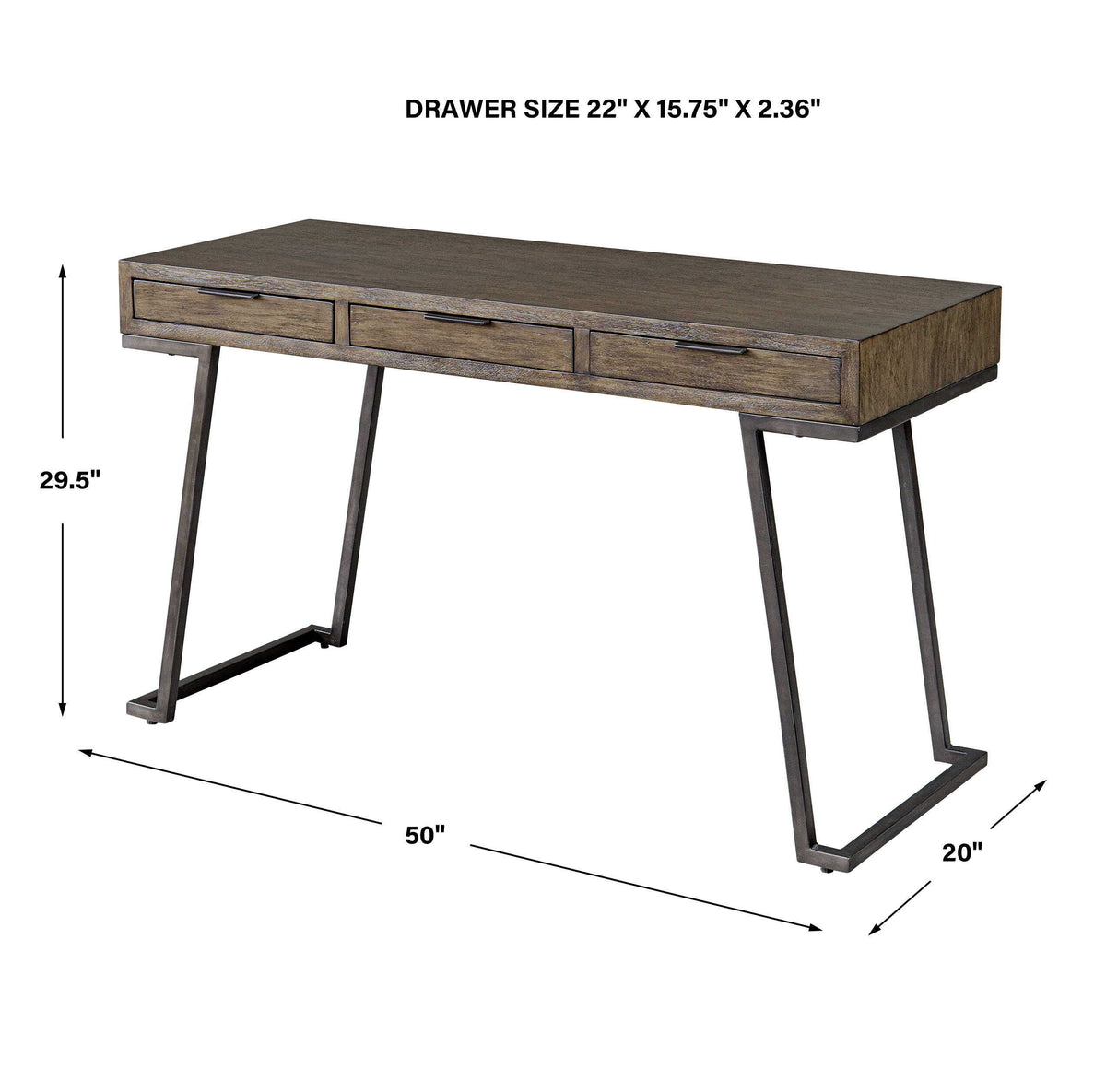 Comrade Natural Wood Desk - Dark Brown by Uttermost - View 9