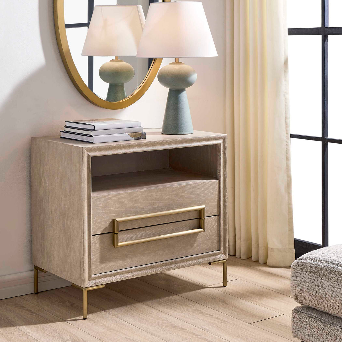 Alessia Modern Side Table Light Oak - Light Brown by Uttermost - View 3