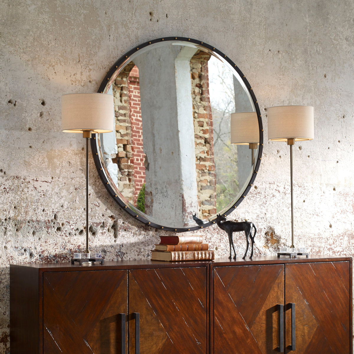 Benedo Round Mirror - Black by Uttermost - View 2