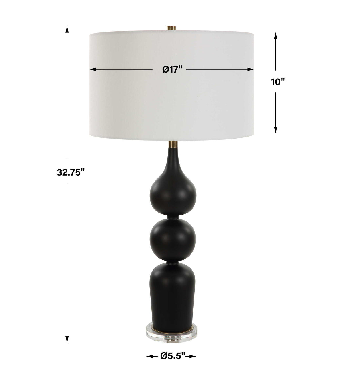 Caviar Table Lamp - Black / White by Uttermost - View 8