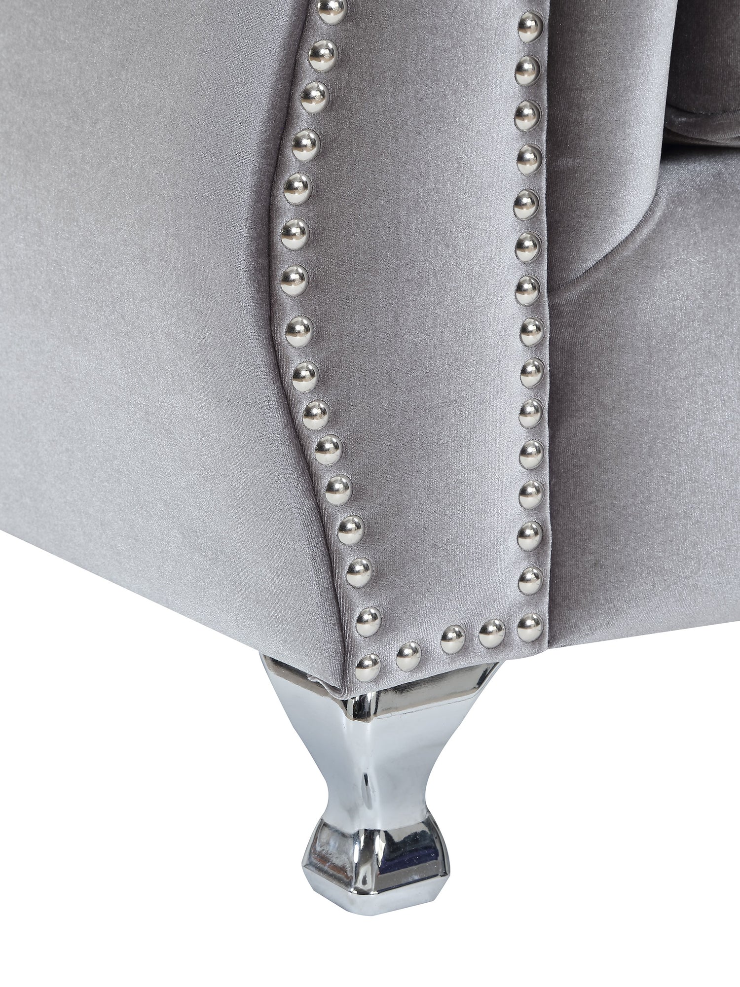 Sofa - Frostine Button Tufted Sofa Silver