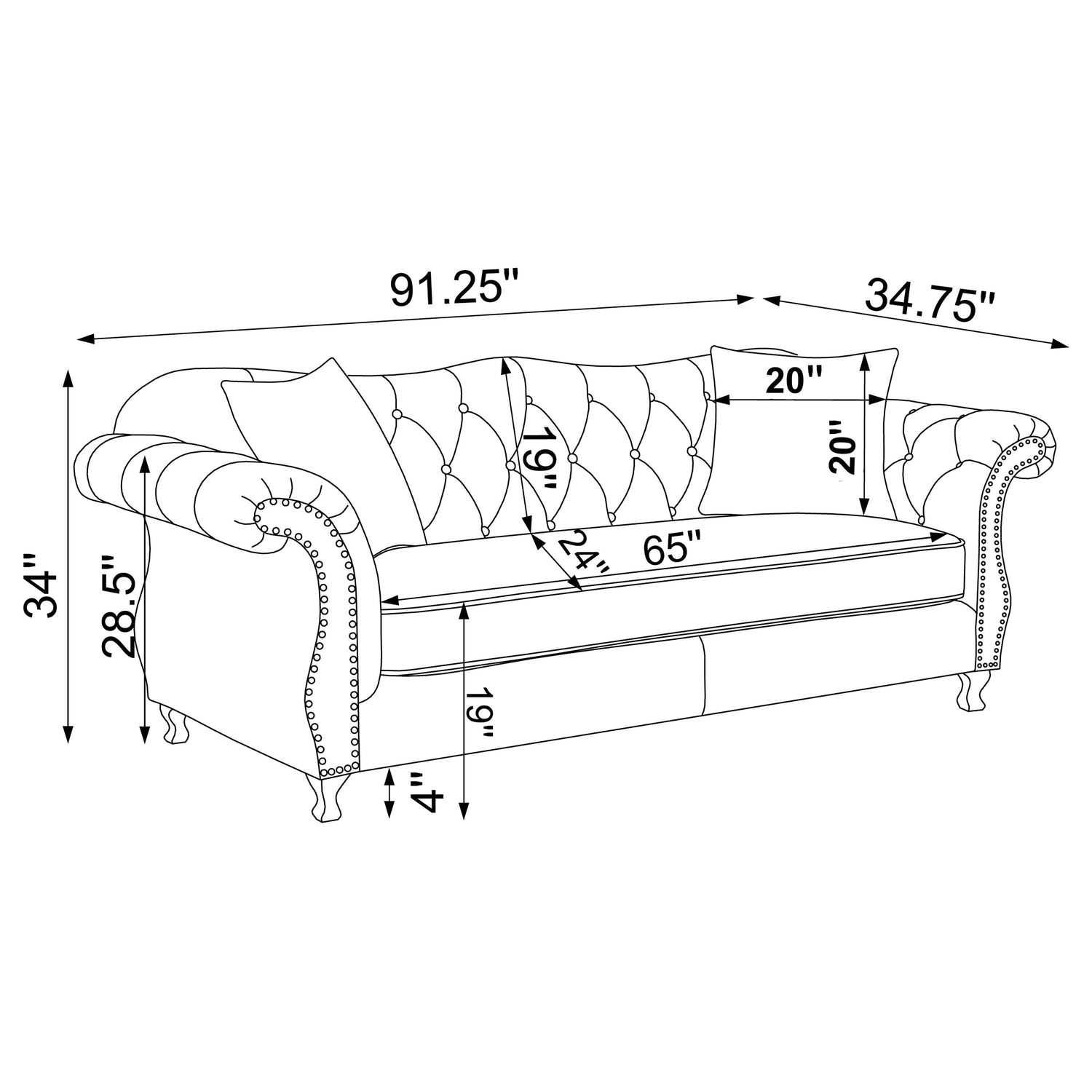 Sofa - Frostine Button Tufted Sofa Silver