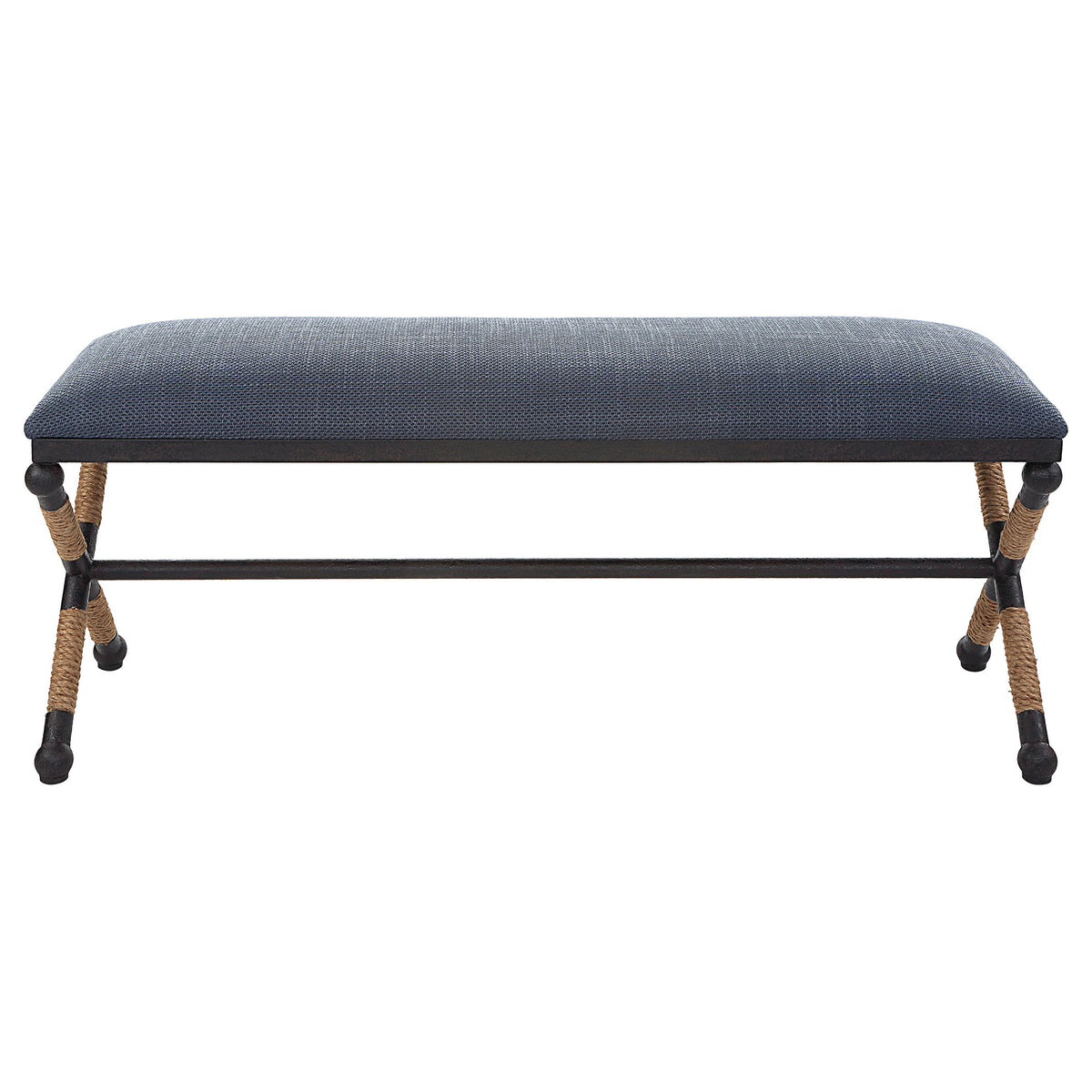 Firth Rustic Bench Navy - Blue / Light Brown by Uttermost - View 1