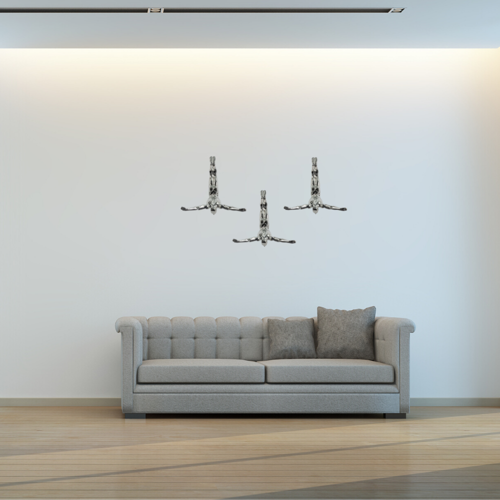 Set of Three Large Wall Divers // Semi Chrome | Finesse - Home Elegance USA