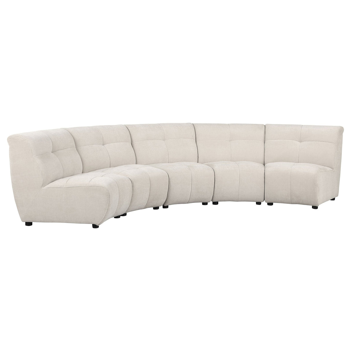 Charlotte 5 - piece Upholstered Curved Modular Sectional Sofa Ivory | Coaster | Home Elegance USA