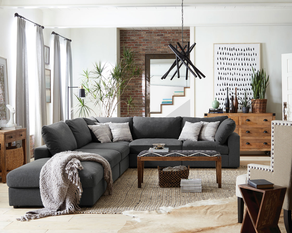 Ottoman - Serene Upholstered Rectangular Ottoman Charcoal