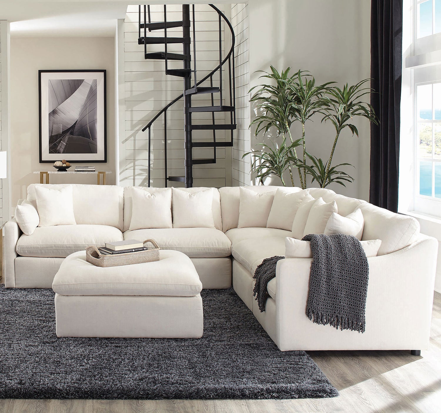Ottoman - Hobson Cushion Seat Ottoman Off-White
