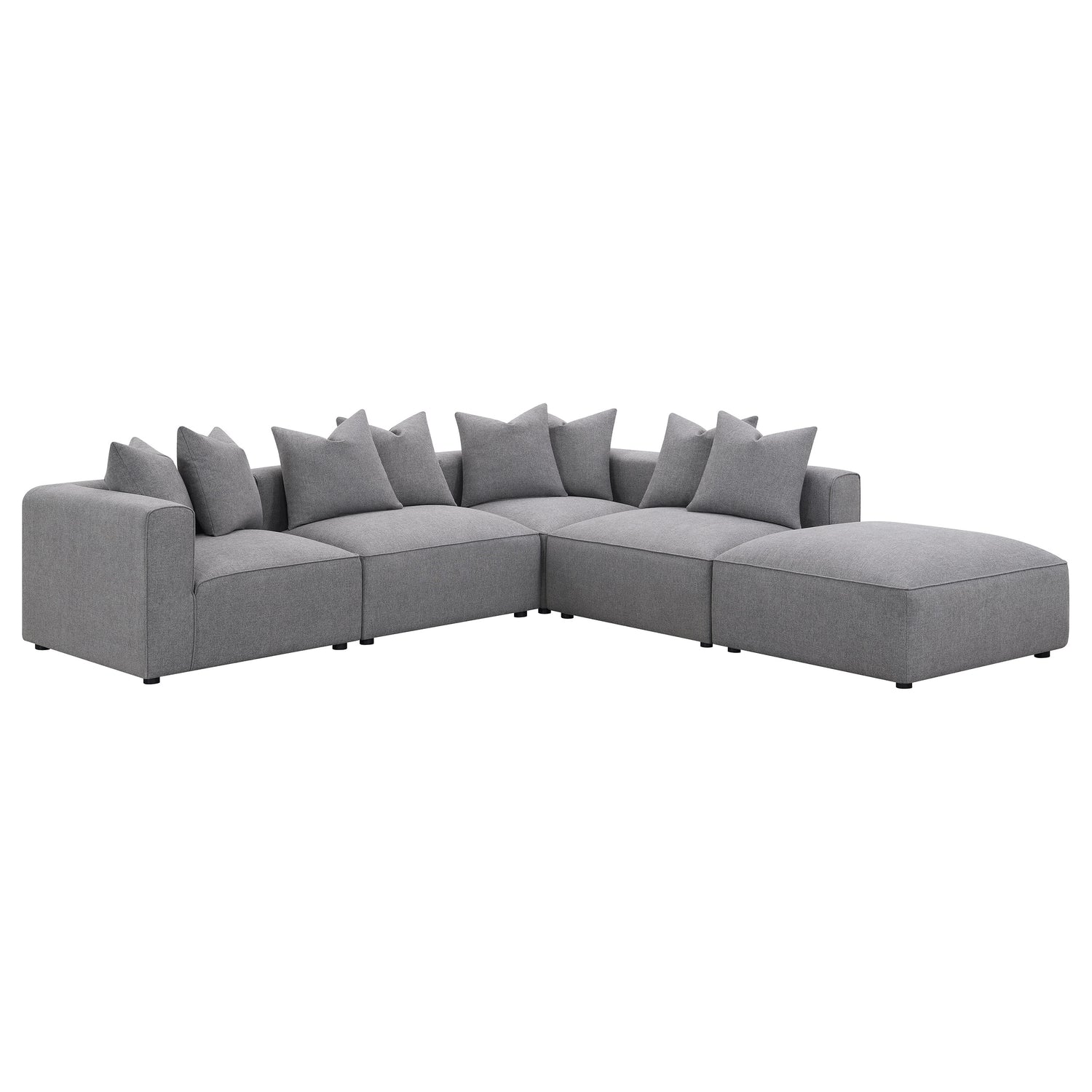 Ottoman - Jennifer Square Upholstered Ottoman Grey