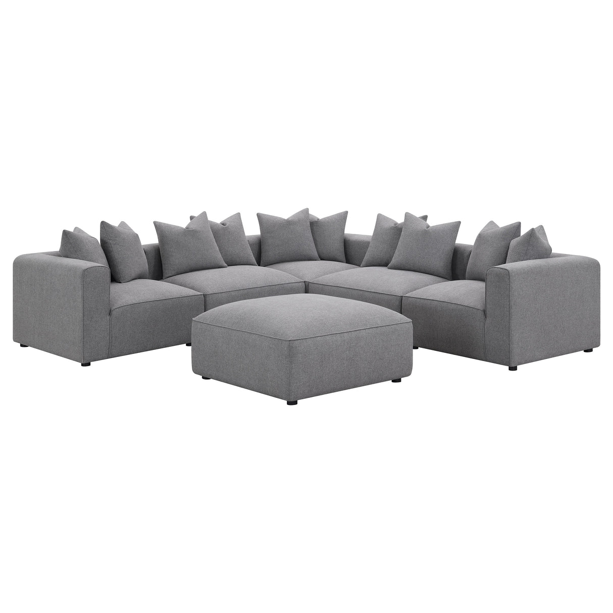 Ottoman - Jennifer Square Upholstered Ottoman Grey