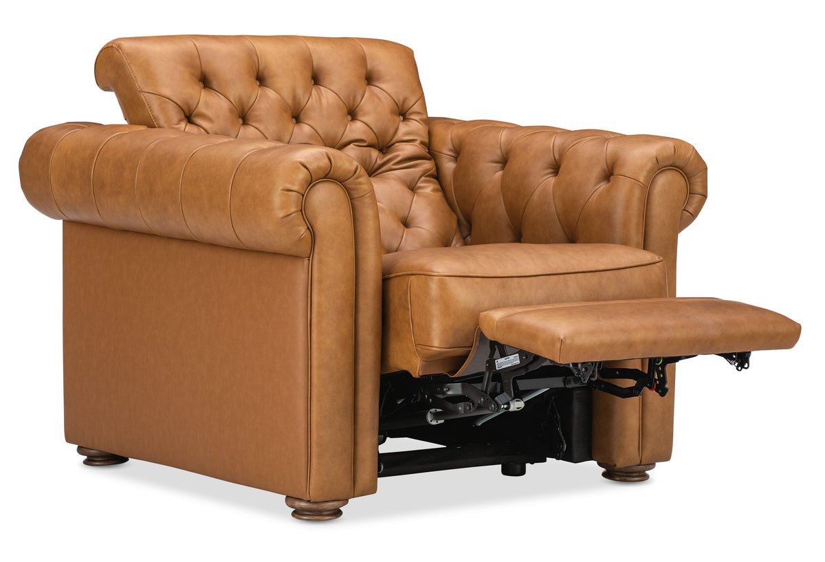 Glover Power Recliner With Power Headrest - Light Brown by Hooker Furniture - View 5