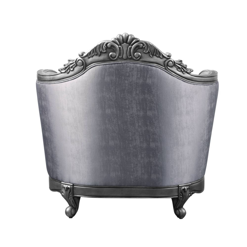 Ariadne Chair W/Pillow 55347 Fabric & Platinum Finish | Acme | Home Elegance USA