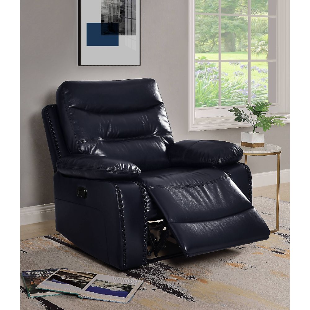 Aashi Motion Recliner 55372 Navy Leather - Gel Match | Acme | Home Elegance USA