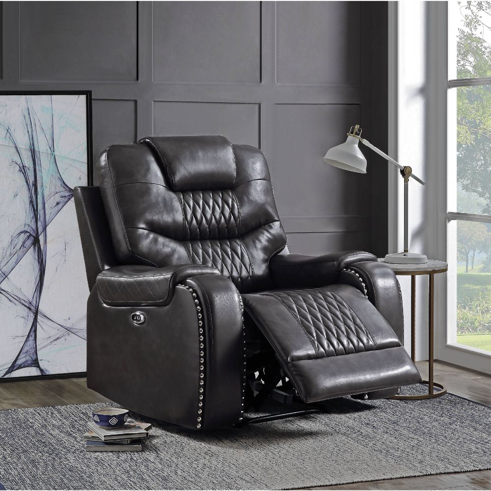 Braylon Power Motion Recliner 55413 Magnetite Synthetic Leather | Acme | Home Elegance USA