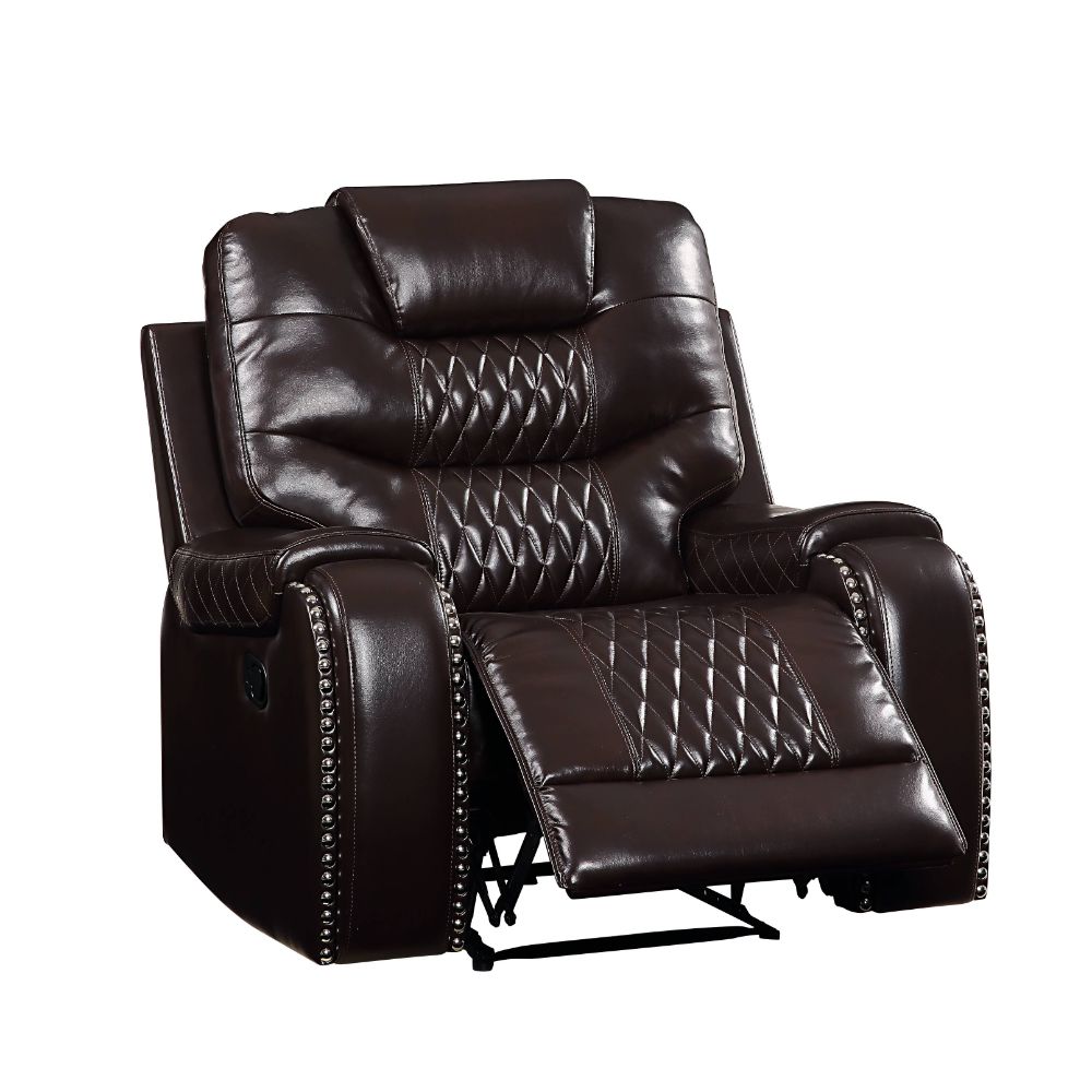 Braylon Motion Recliner 55417 Brown Synthetic Leather | Acme | Home Elegance USA