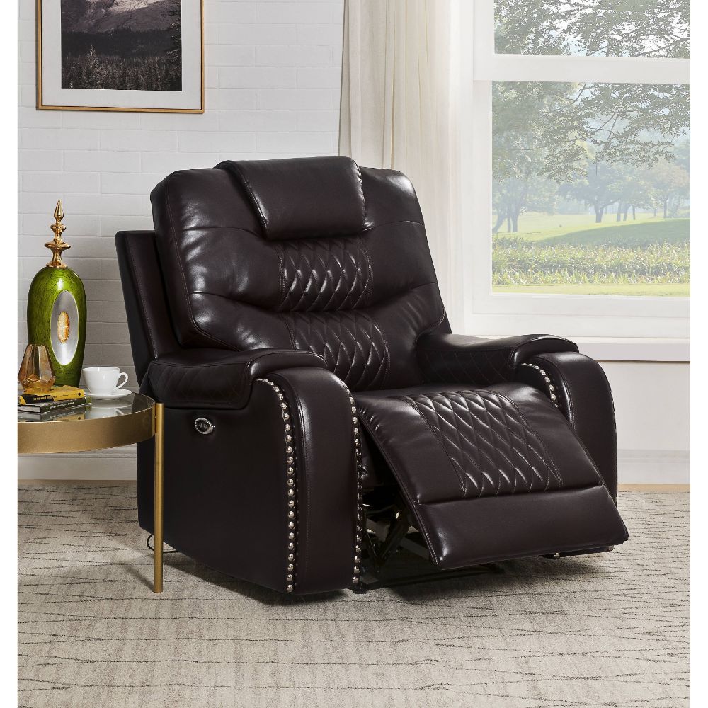 Braylon Power Motion Recliner 55418 Brown Synthetic Leather | Acme | Home Elegance USA
