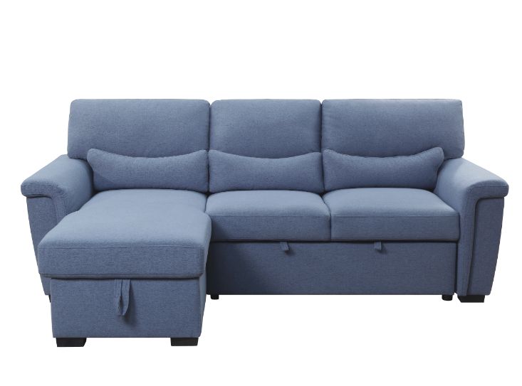 Acme - Haruko Reversible Sectional Sofa W/Sleeper & Storage 55540 Blue Fabric
