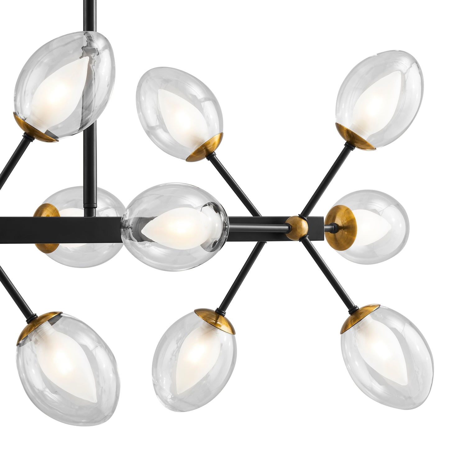 Nodus Crystal Rectangular 18 Lights Chandelier // Black  | Finesse - Home Elegance USA