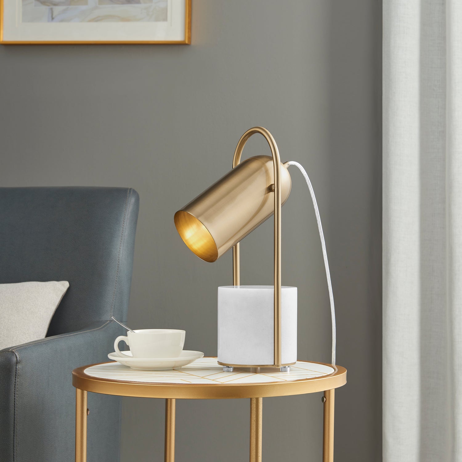 Chrysalism Gold and Marble Table Lamp  | Finesse - Home Elegance USA