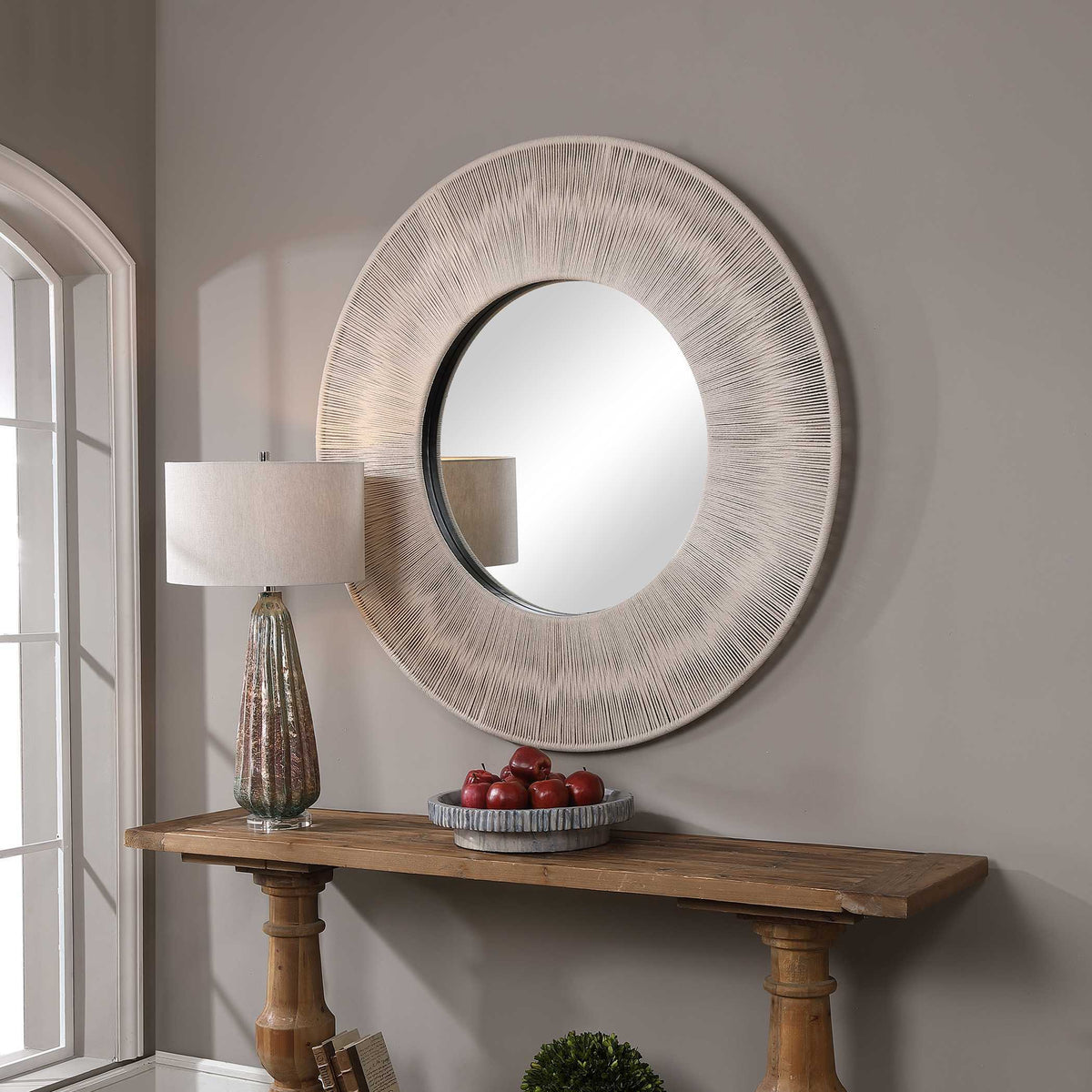 Sailor's Knot Round Mirror - Beige by Uttermost - View 3