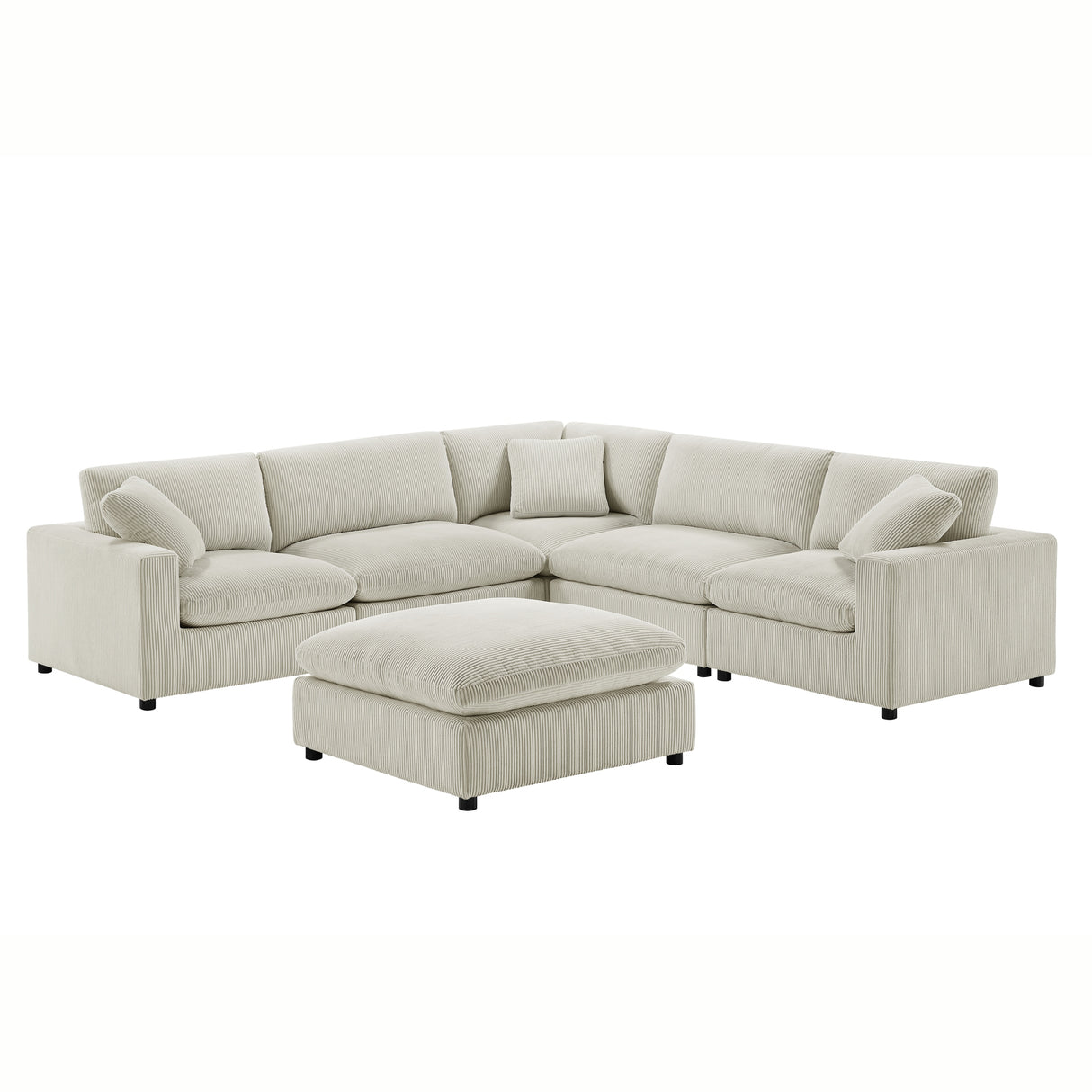 Chelsea Modular 6-Piece Sectional in Beige with Plush Polyester Upholstery