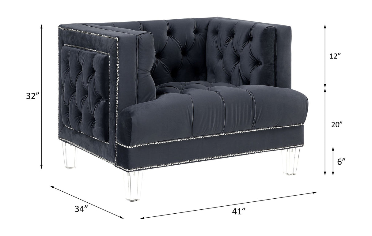 Ansario Chair 56462 Charcoal Velvet | Acme | Home Elegance USA
