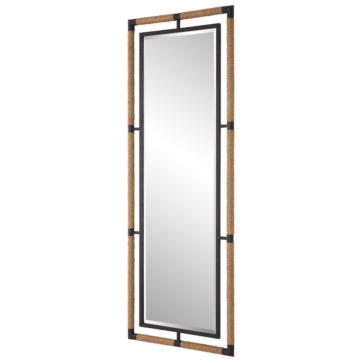 Melville Iron & Rope Tall Mirror - Silver / Light Brown by Uttermost - View 4