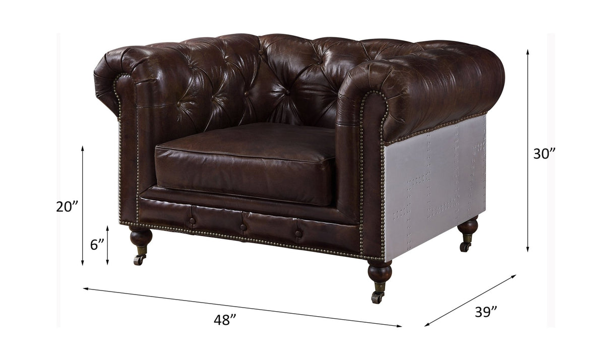 Aberdeen Chair 56592 Vintage Brown Top Grain Leather | Acme | Home Elegance USA