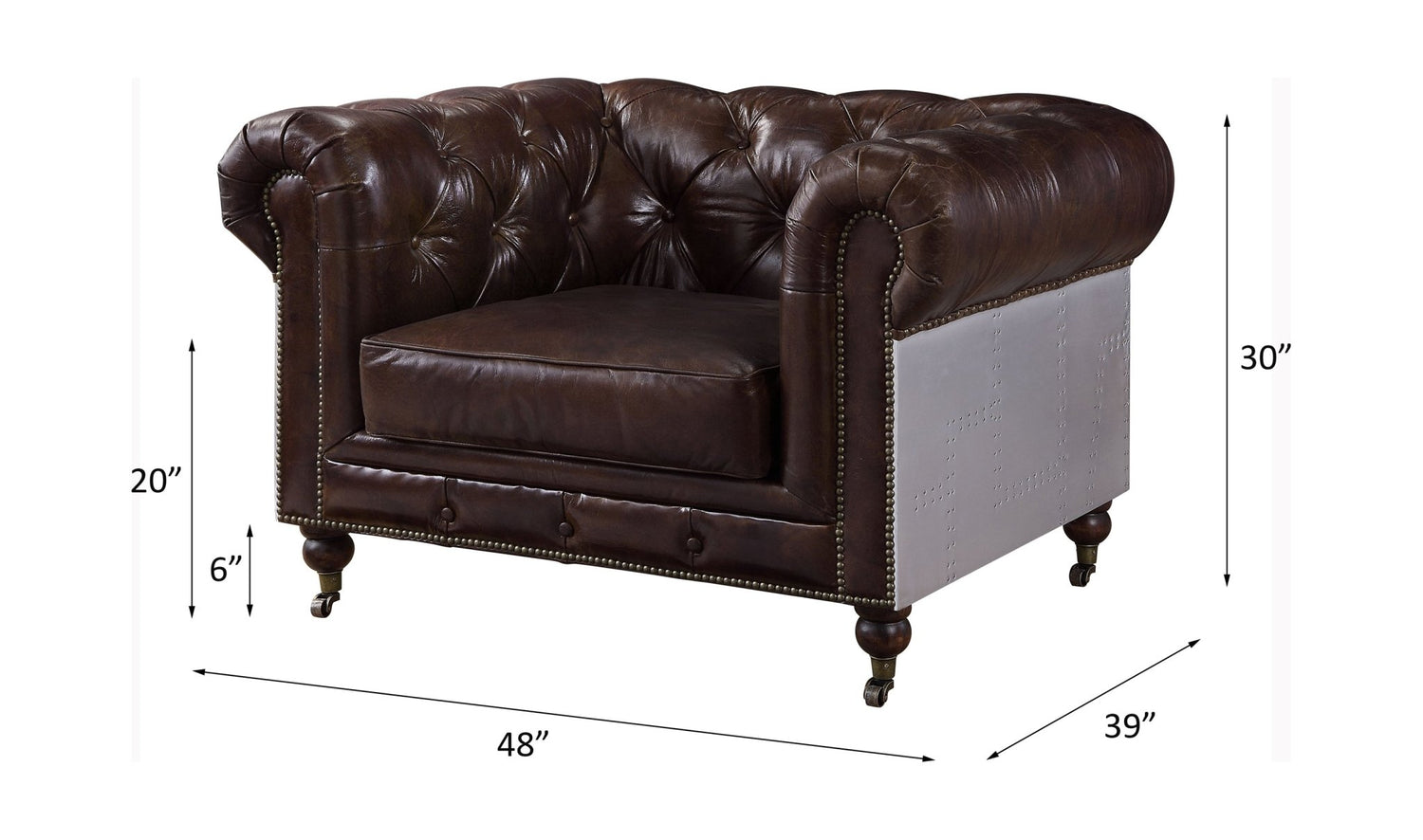 Aberdeen Chair 56592 Vintage Brown Top Grain Leather | Acme | Home Elegance USA