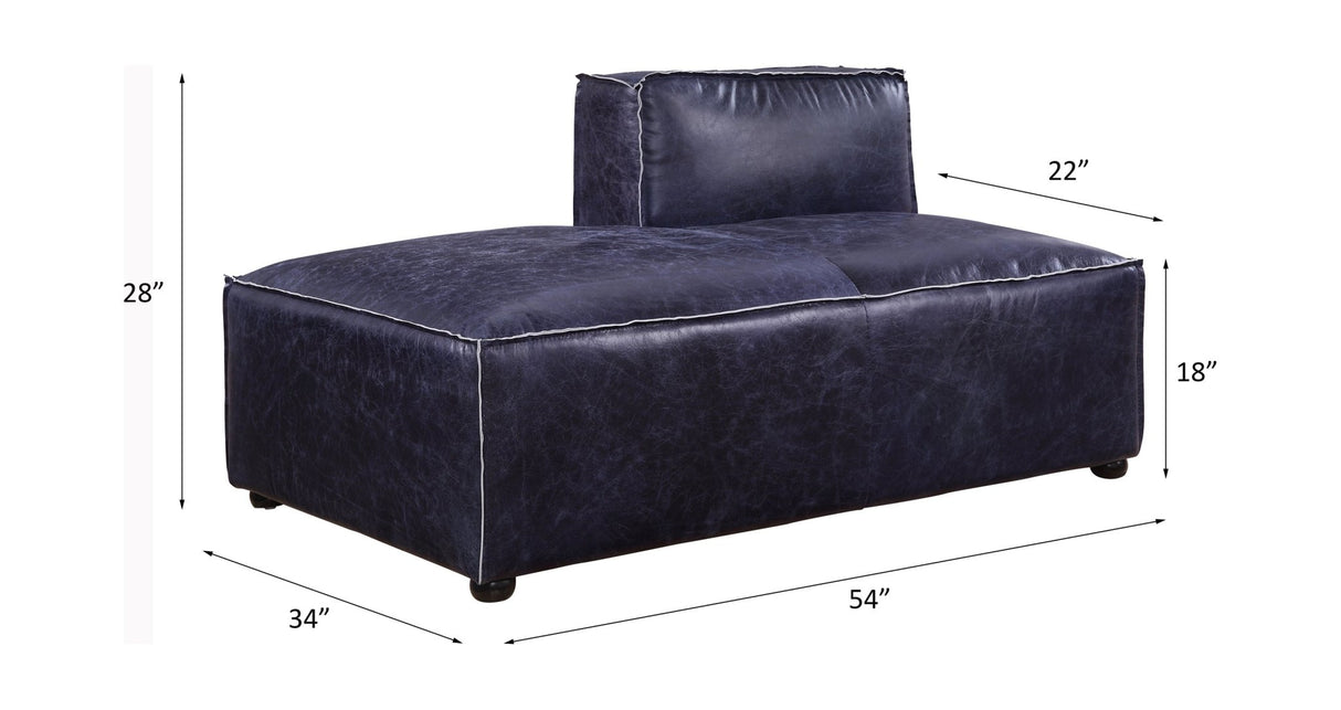 Birdie Modular - Chaise 56598 Vintage Blue Top Grain Leather | Acme | Home Elegance USA