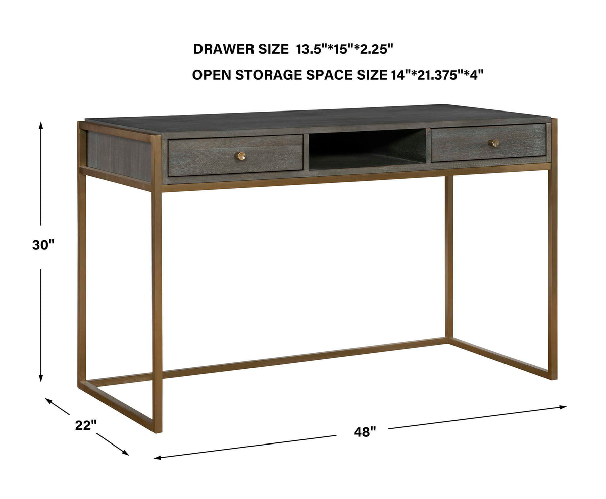 Taja Modern Writing Desk - Dark Gray / Dark Brown by Uttermost - View 8
