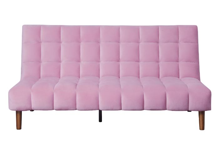 Acme - Yolandi Adjustable Sofa 57200 Pink Velvet & Dark Walnut Finish