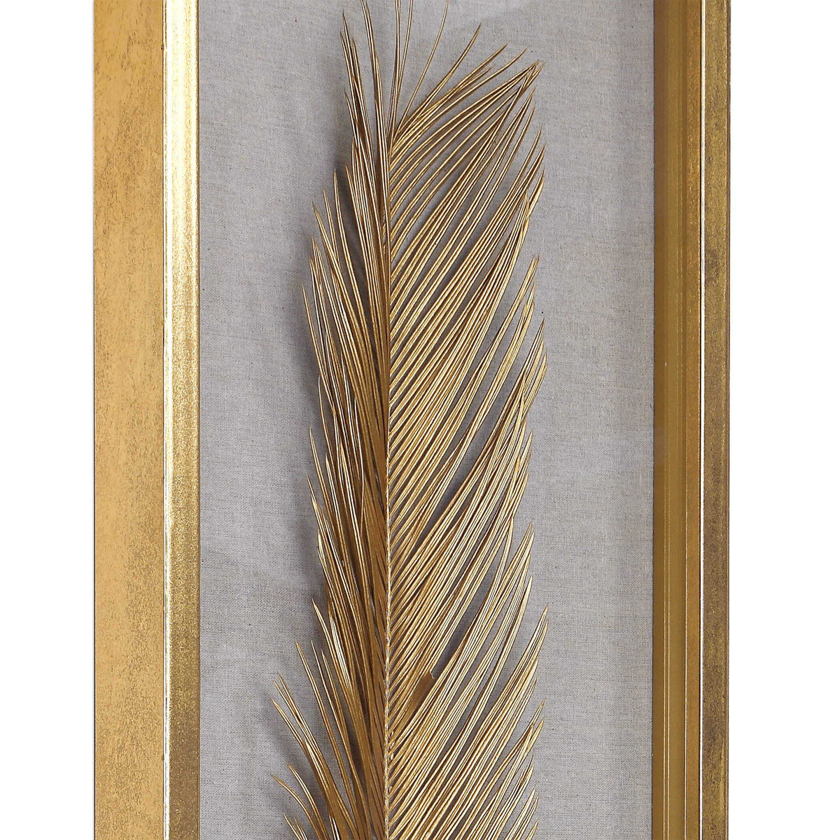 Palma Leaf Shadow Box (Set of 3) - Gold / White by Uttermost - View 5