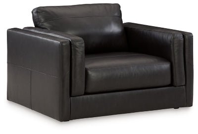 Ashley Onyx Amiata Chair and a Half - Leather | Home Elegance USA