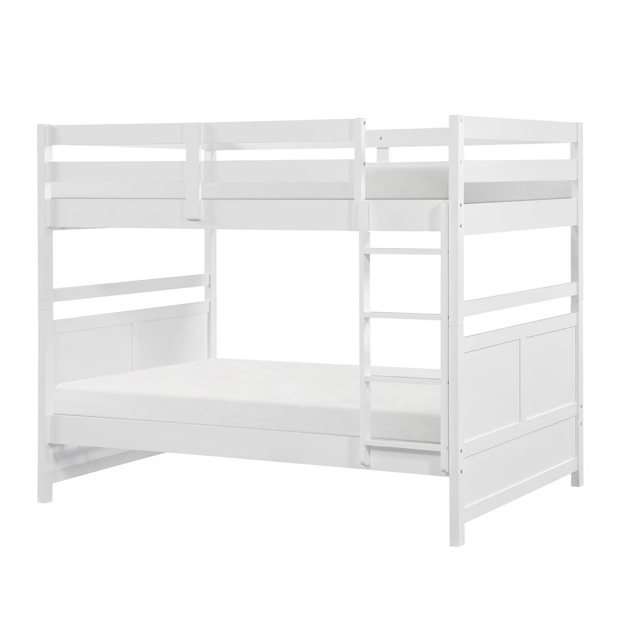 Bunk Bed Full Over Full White Finish Sturdy Wood Frame Guard Rails Youth Bedroom Furniture 1pc - sold by Home Elegance USA