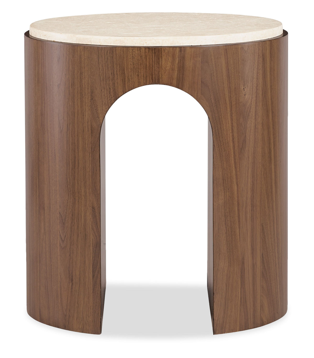 Eleana Marble Top Round End Table Medium Wood - Beige / Dark Brown by Hooker Furniture - View 5