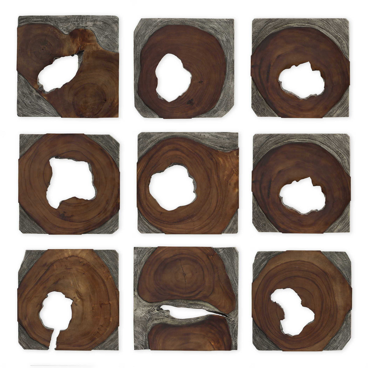 Jungle Wood Paneled Wall Art (Set of 9) - Dark Brown by Uttermost - View 2