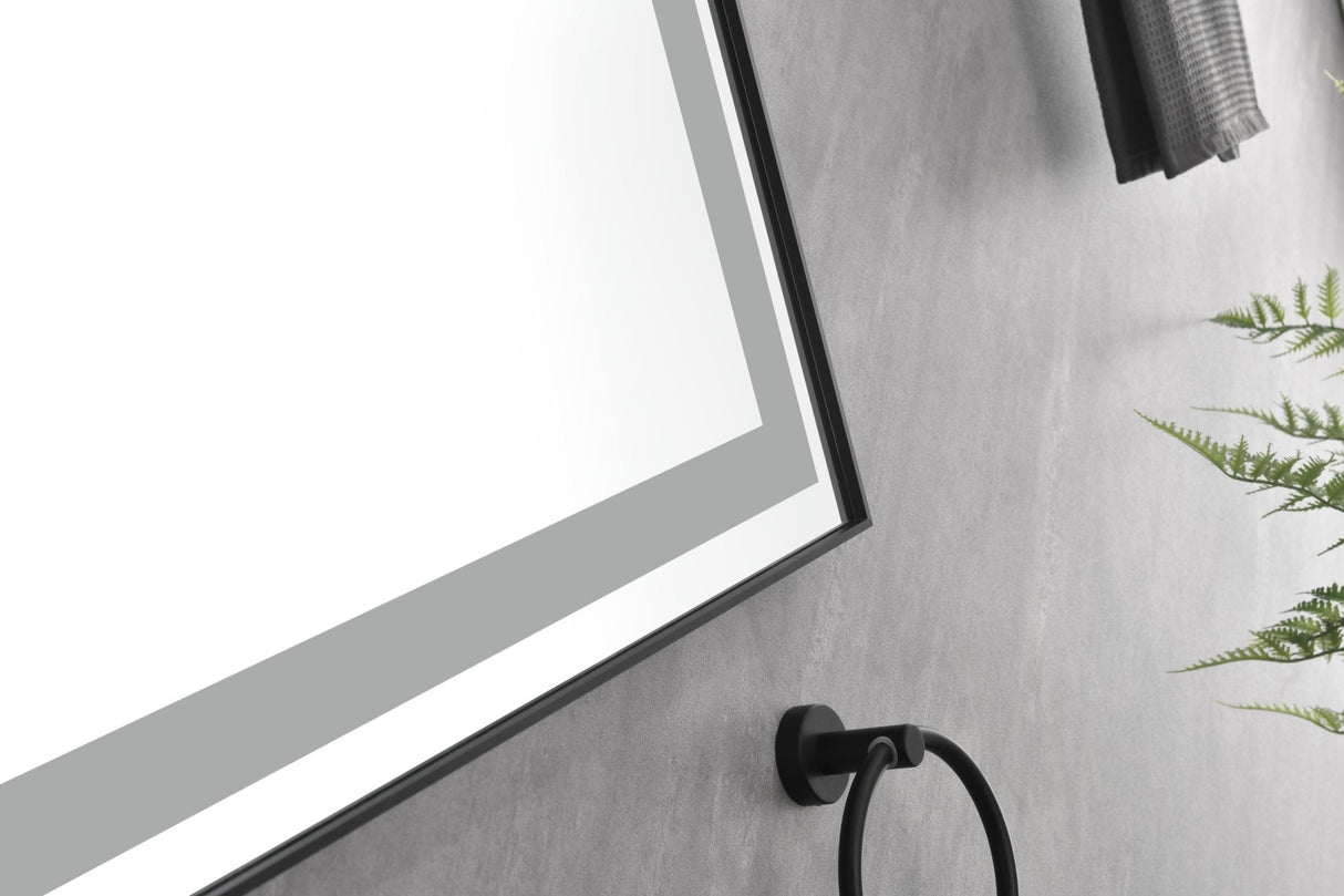 72 in. W x 36 in. H Black Framed LED Single Bathroom Vanity Mirror in Polished Crystal Bathroom Vanity LED Mirror with 3 Color Lights Mirror for Bathroom Wall Smart Lighted Vanity Mirror | Home Elegance USA