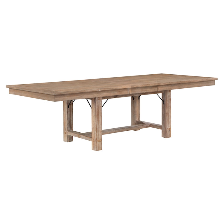 Wooden dining table on a white background