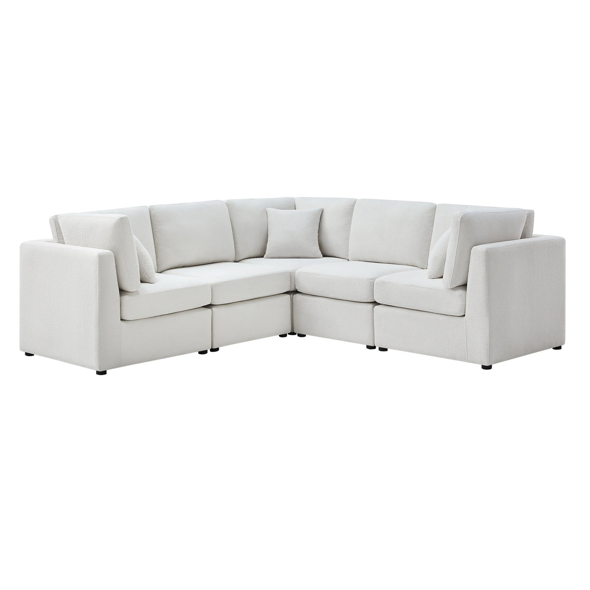 Chauncy 5-PC Sectional in Ivory with Performance Fabric, Modular Design - sold by Home Elegance USA