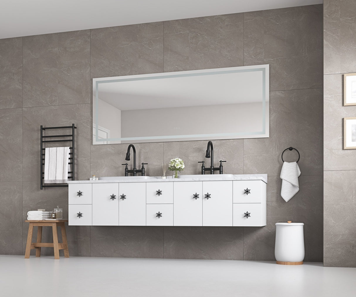 84*30LED Lighted Bathroom Wall Mounted Mirror with High Lumen+Anti - Fog Separately Control+Dimmer Function | Home Elegance USA