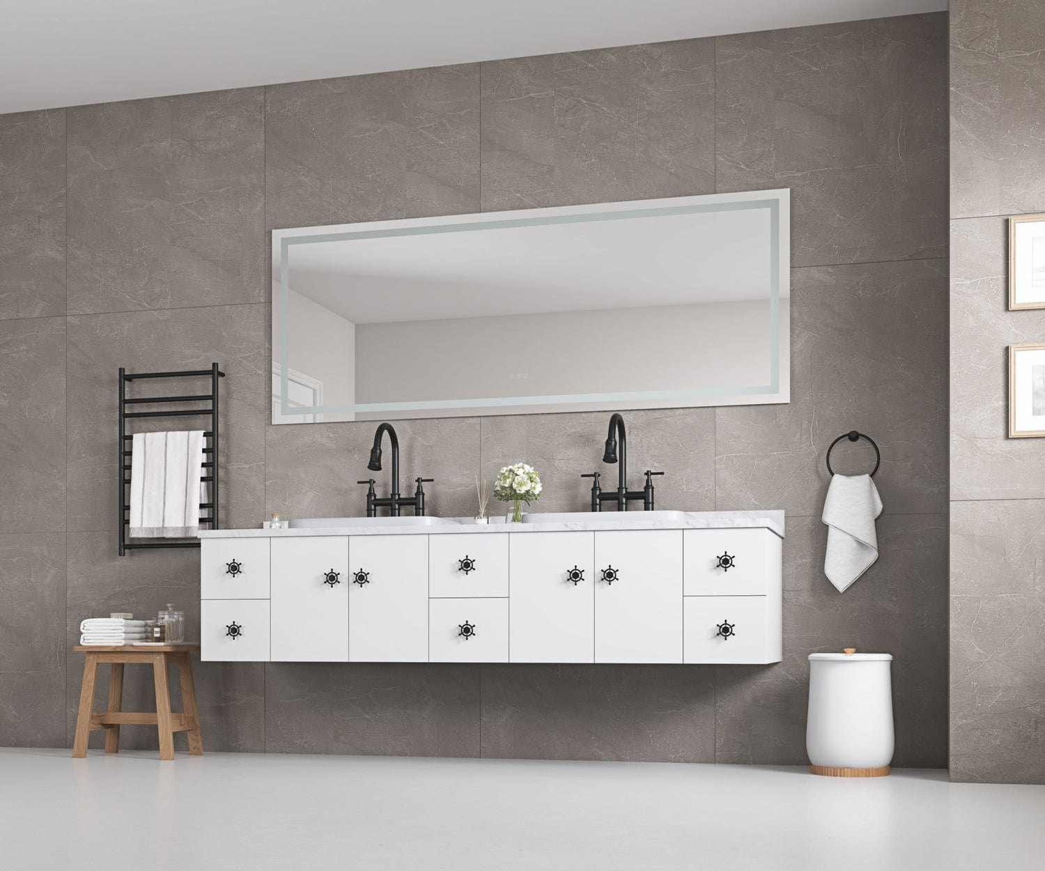 84*30LED Lighted Bathroom Wall Mounted Mirror with High Lumen+Anti - Fog Separately Control+Dimmer Function | Home Elegance USA