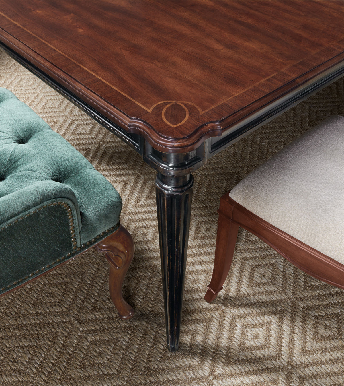 Charleston Rectangle Leg Dining Table With 2-22" leaves - Dark Brown / Black by Hooker Furniture - View 2
