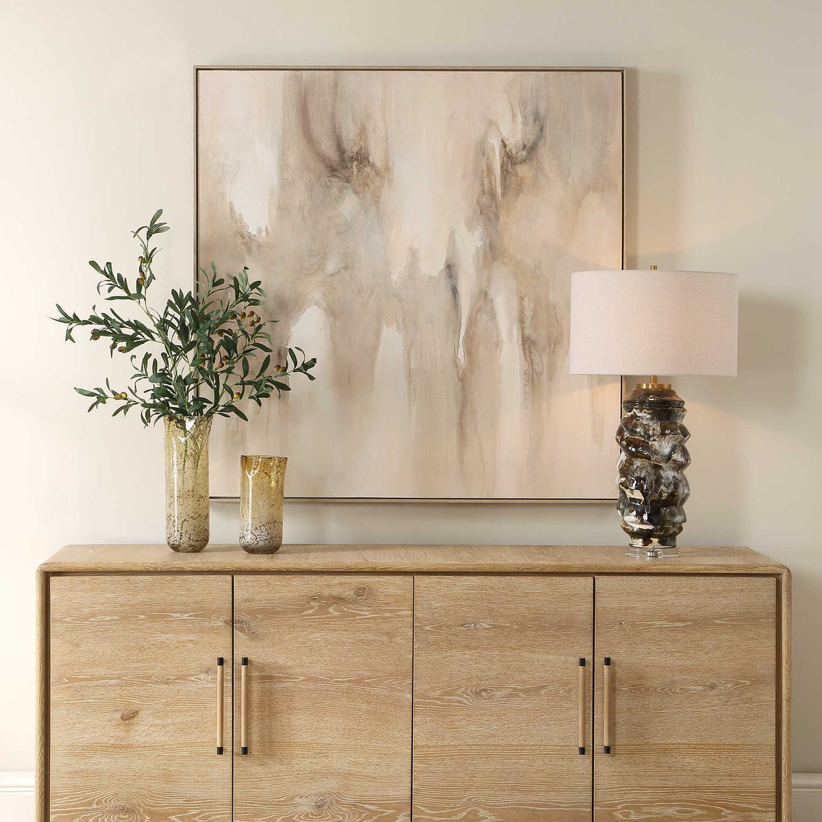 Embark Hand Painted Abstract Canvas Black / Brown / Gray / Woodtone - Light Brown by Uttermost - View 2