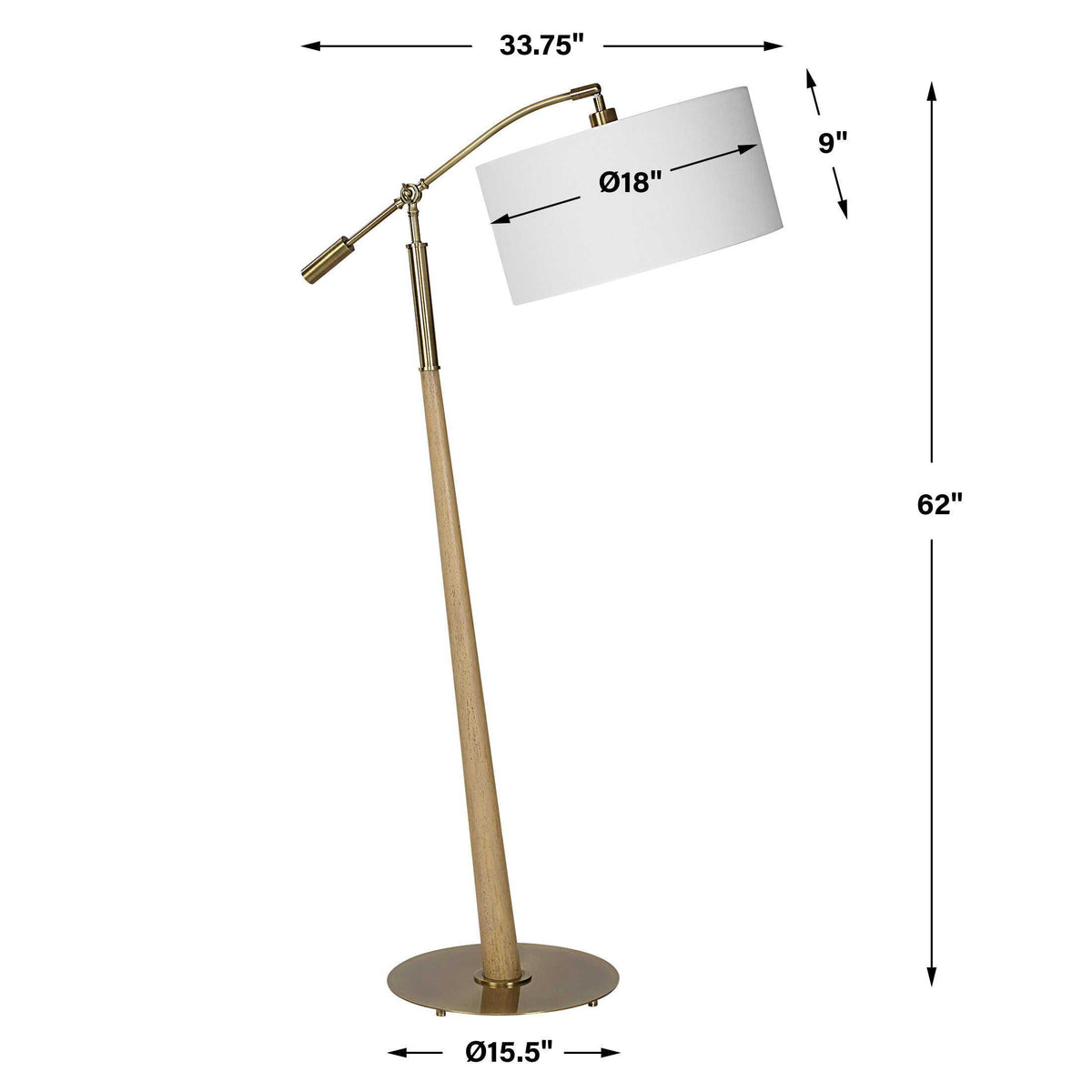 Kennett Wooden Floor Lamp - Light Brown by Uttermost - View 7