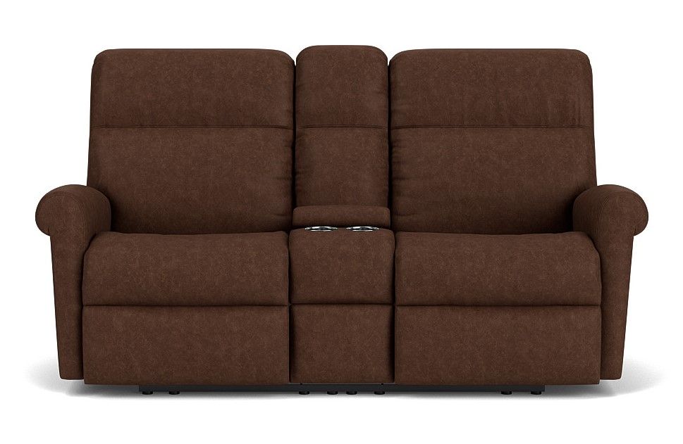 Davis Transitional Fabric Reclining Loveseat With Console | Flexsteel