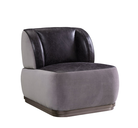 Decapree Accent Chair 59270 Antique Slate Top Grain Leather & Gray Velvet | Acme | Home Elegance USA