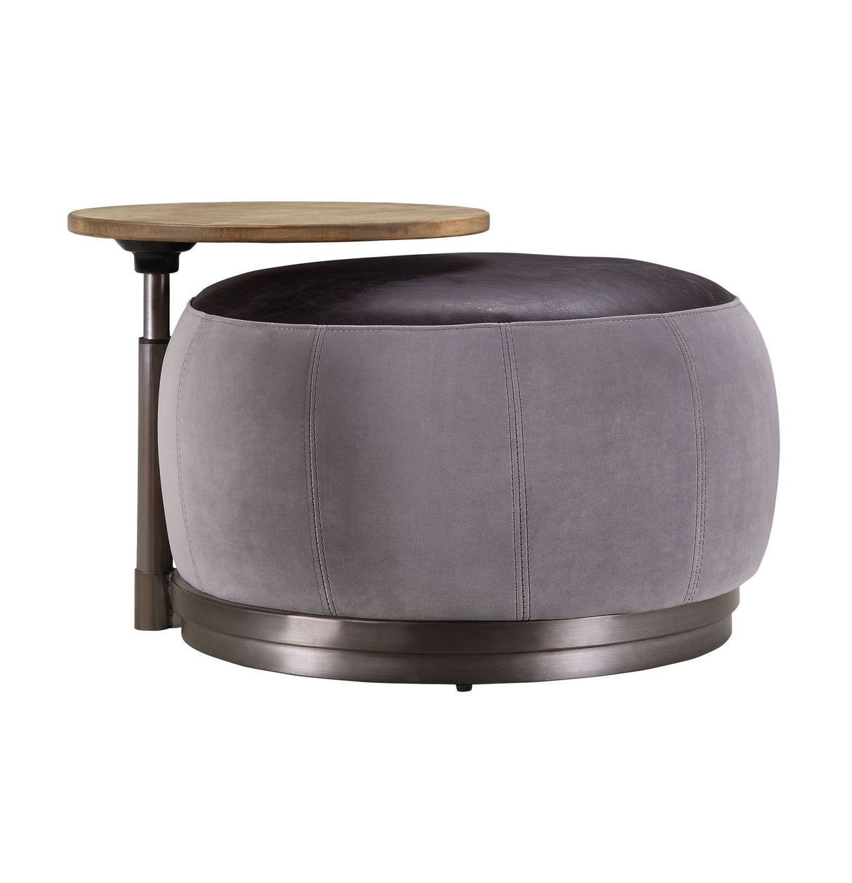 Decapree Ottoman 59271 Antique Slate Top Grain Leather & Gray Velvet | Acme | Home Elegance USA