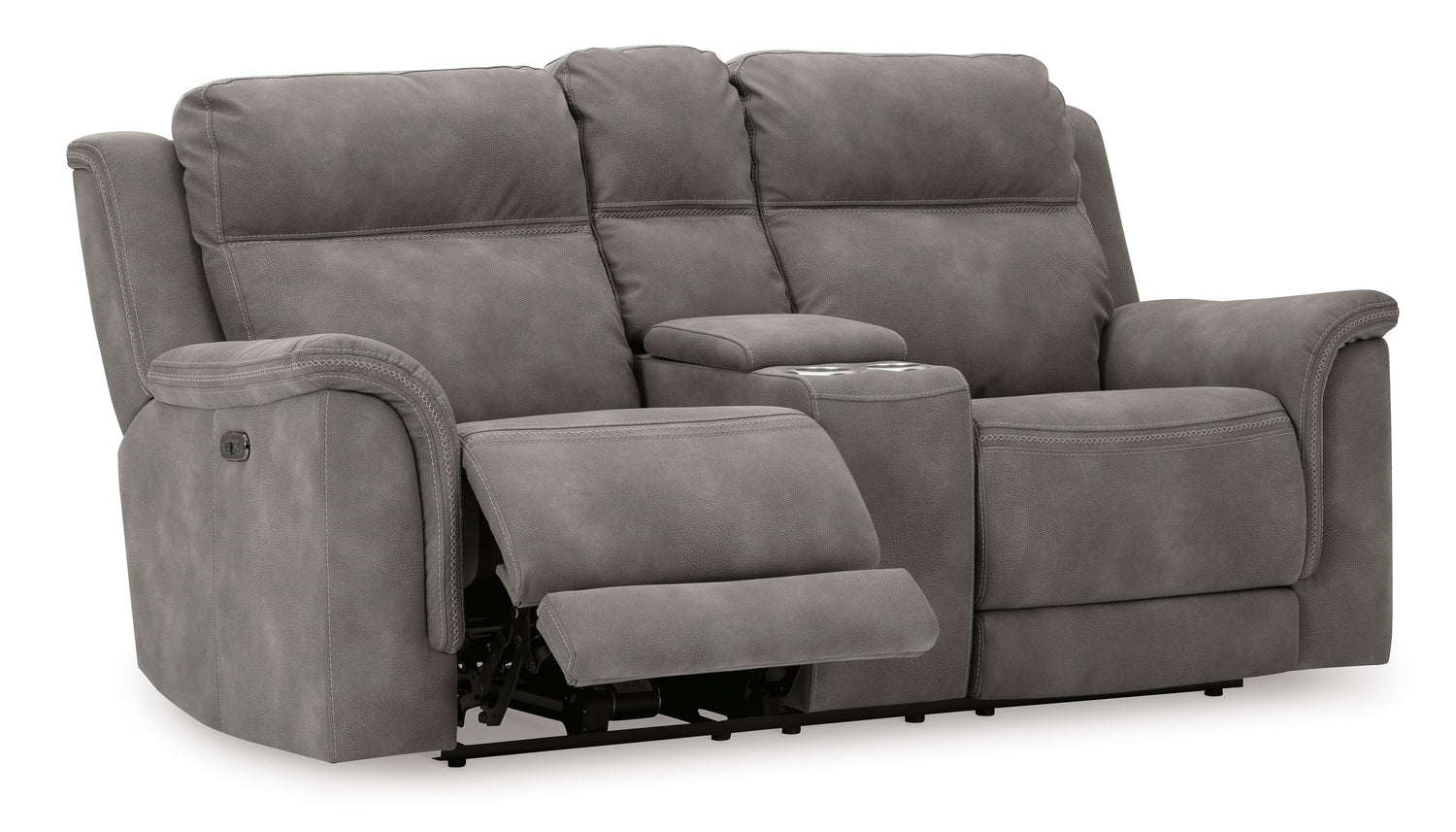 Ashley Slate Next-Gen DuraPella PWR REC Loveseat/CON/ADJ HDRST - Microfiber - Home Elegance USA